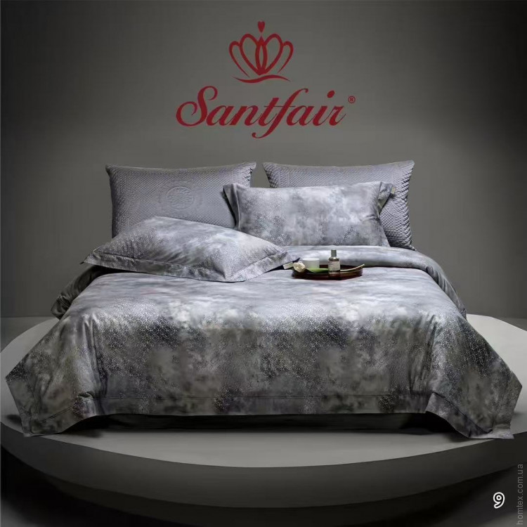 Постельное белье жаккардовое с летним одеялом Santfair евро, модель 7