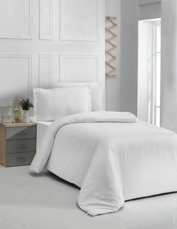 Постільна білизна Zeron Satin Stripe white полуторний