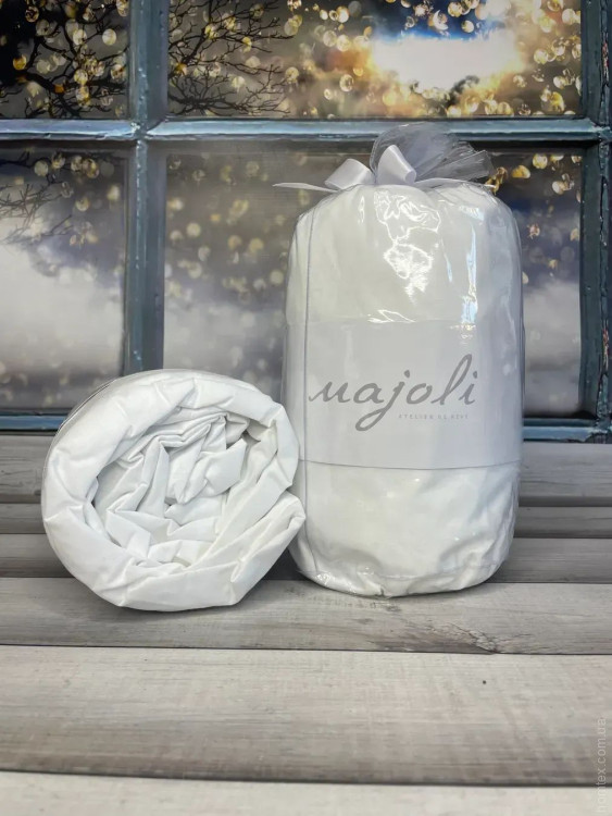 Простынь хлопковая на резинке Majoli с наволочками 180х200 см + резинка белая