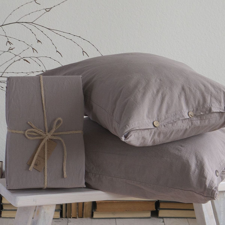 Набір простирадл La Modno 180x200+30 см на гумці з наволочками 50x70 см Stonewashed Taupe brown (коричневий)