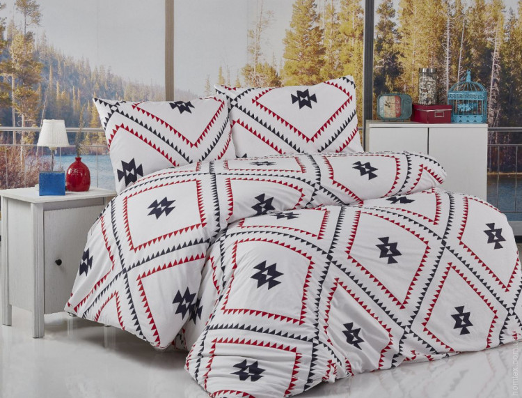 Постельное белье Belizza ранфорс 004 Kilim kirmizi евро