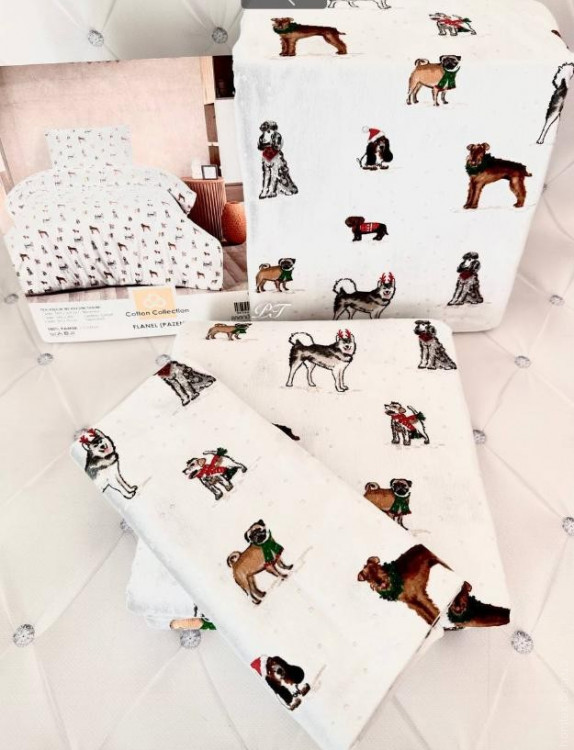 Постельное белье Cotton Collection фланель модель 46 полуторное