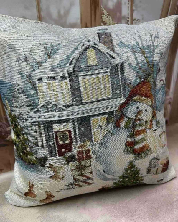 Гобеленова наволочка новорічна Verolli на подушку 45x45 см, модель 2