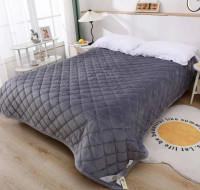 Покрывало велюровое Home Textile Ромбы 200х230 см серо-синее
