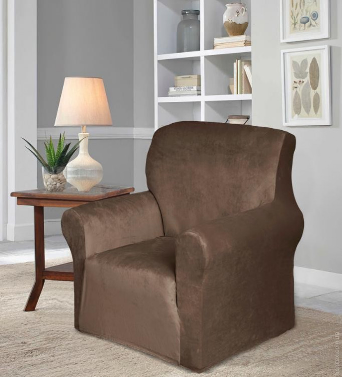 Чехол велюровый на кресло Love You какао