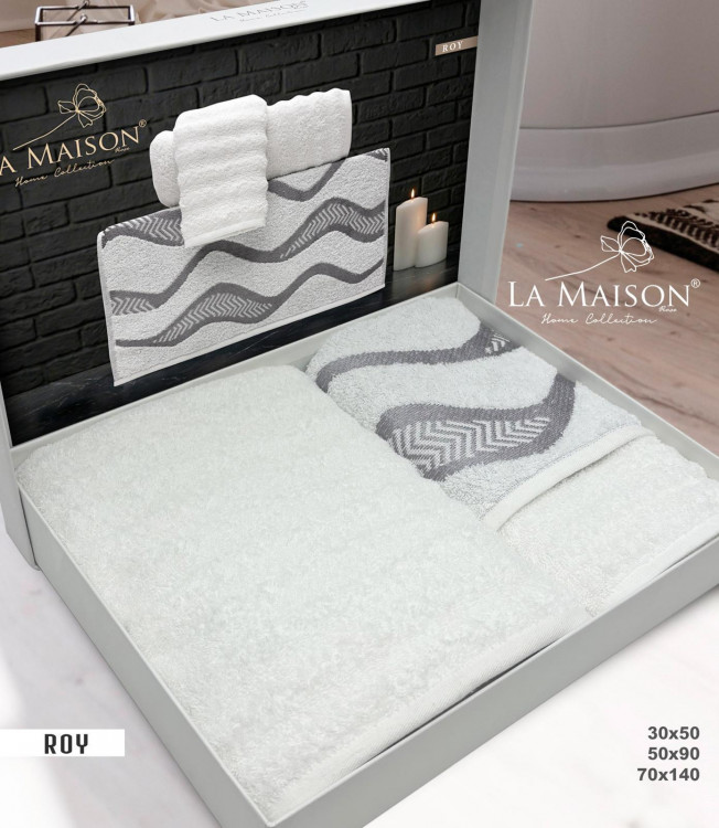 Набір рушників La Maison Roy модель 4 з 3 шт. 30х50 см + 50х90 см + 70х140 см