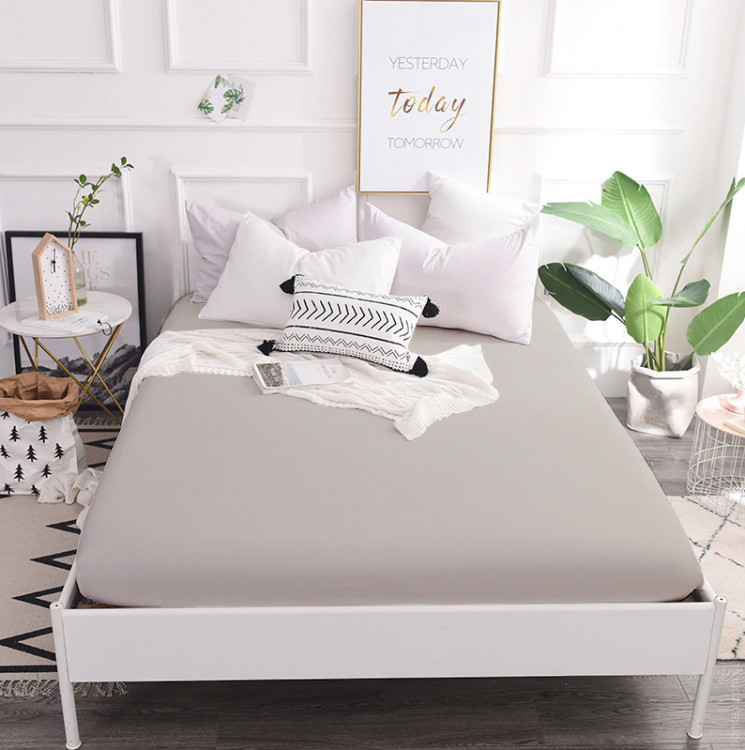 Простынь Mirson 16-5703 Light Gray бязь 80x190 см на резинке по периметру Простынь Mirson 16-5703 Light Gray бязь 140x190 см на резинке по периметру