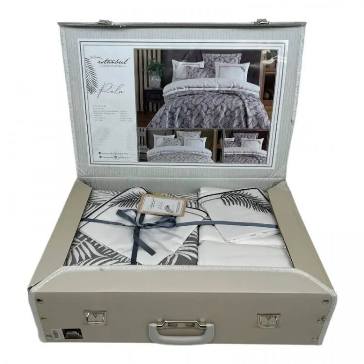 Комплект постельное белье Istanbul с покрывалом  PALM GRI SET евро