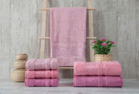 Полотенца бамбуковые 70*140 (3шт) 550г/м2 (TM Zeron) Damkas Desen (лиловый , светло розовый, розовый)