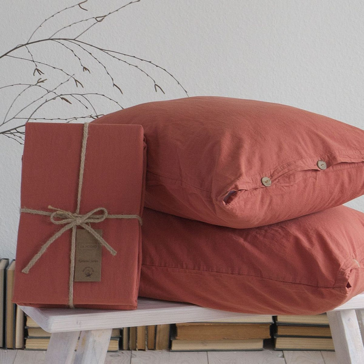 Набір простирадл La Modno 180x200+30 см на гумці з наволочками 50x70 см Stonewashed Terra cotta