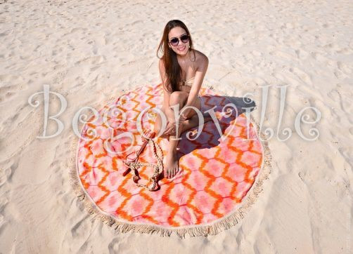 Полотенце пляжное Begonville Ripple-3 оранжевое круглое d-150 см