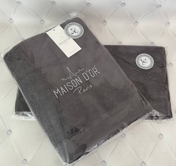 Набір махрових рушників Maison dor Artemis з 2-х штук 50x100 см + 85x150 см антрацит Набір махрових рушників Maison dor Artemis з 2-х штук 50x100 см + 85x150 см антрацит