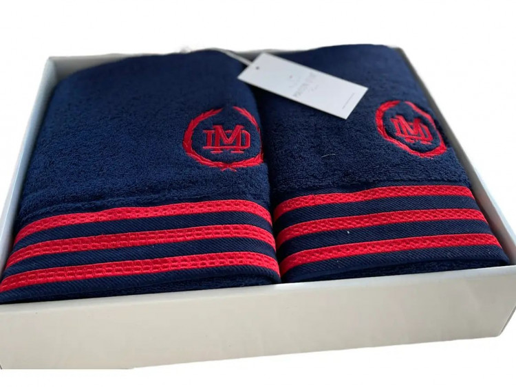 Набор полотенец Maison D'or Delon Navy Red из 3-х штук 30x50 см+ 50x100 см+ 70x140 см