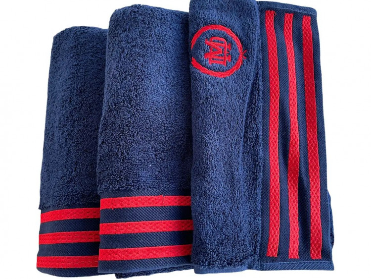 Набор полотенец Maison D'or Delon Navy Red из 3-х штук 30x50 см+ 50x100 см+ 70x140 см