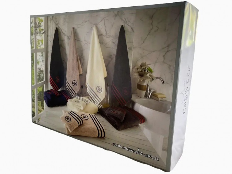 Набор полотенец Maison D'or Delon Navy Red из 3-х штук 30x50 см+ 50x100 см+ 70x140 см