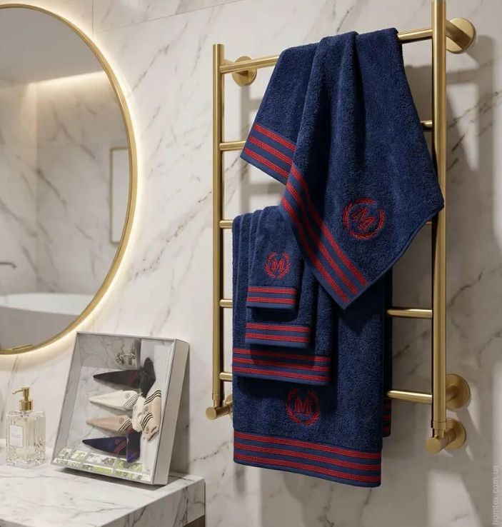 Набор полотенец Maison D'or Delon Navy Red из 3-х штук 30x50 см+ 50x100 см+ 70x140 см