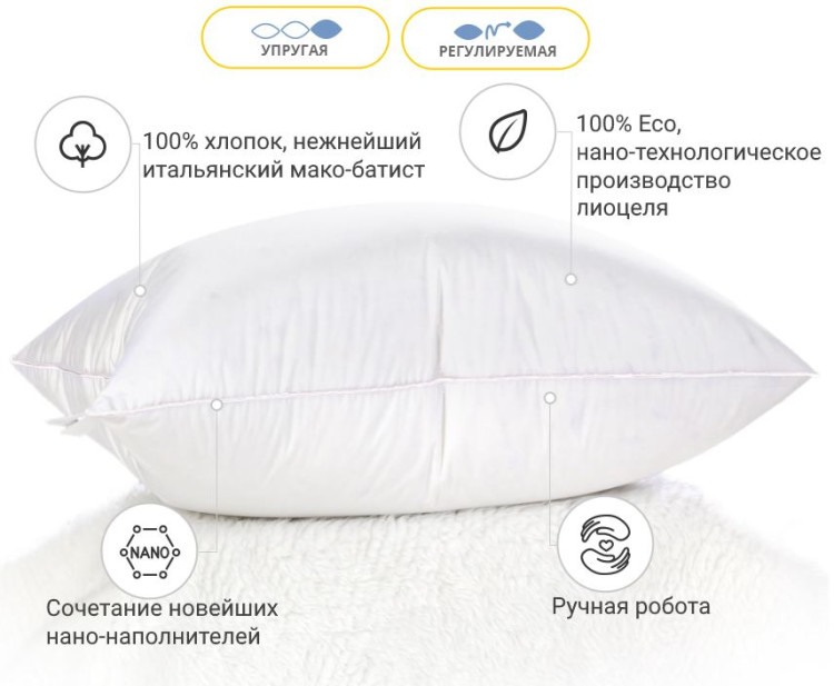 Подушка з Тенсель антиалергенна Luxury Exclusive Modal 40x60 см, №1210, пружна