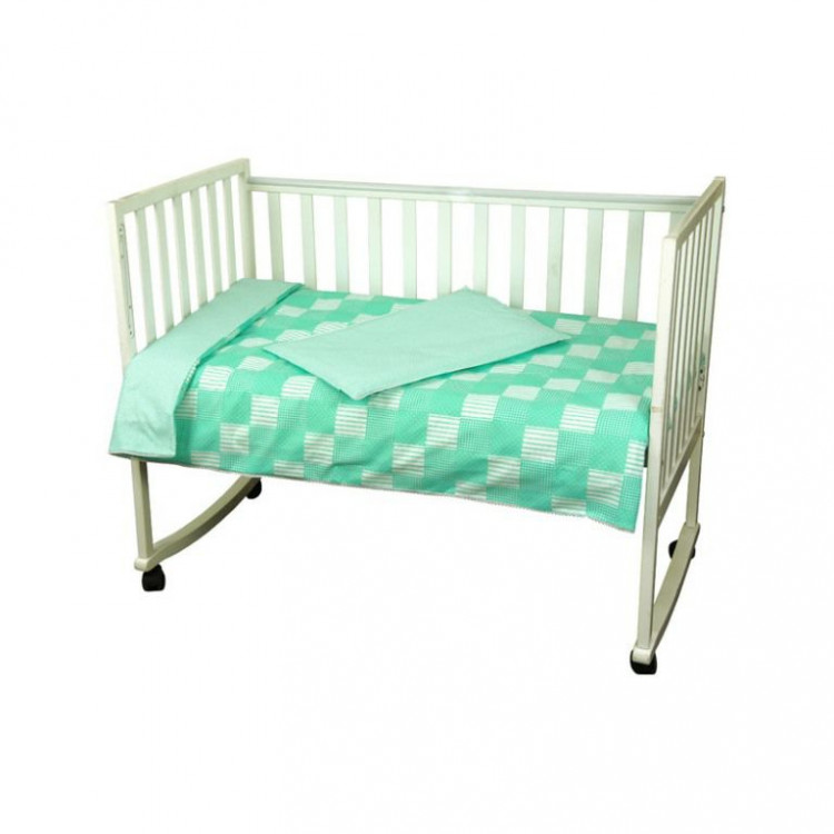 Постельное белье в детскую кроватку Руно "Клеточка"зеленый