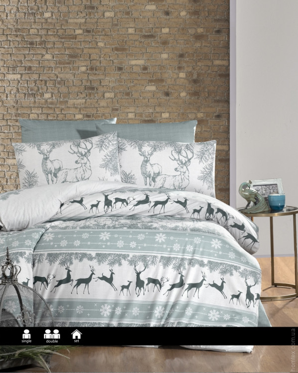 Постільна білизна First Choice Deer dark green євро