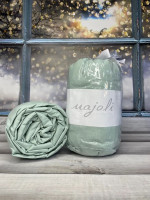 Простынь хлопковая на резинке Majoli с наволочками 180х200 см + резинка мятная