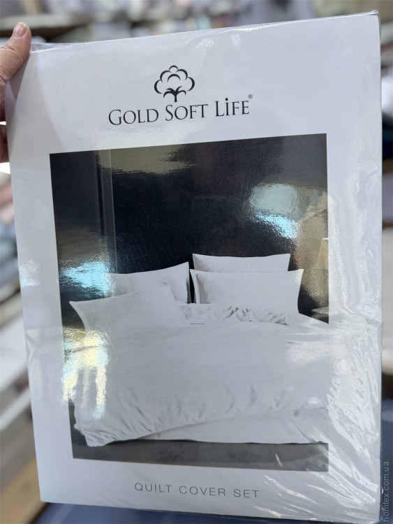 Постільна білизна страйп ранфорс Gold Soft Life біле євро