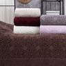 Простынь велюр/махра Belizza Hanzade шоколадная 200x220 см., 550 г/м2