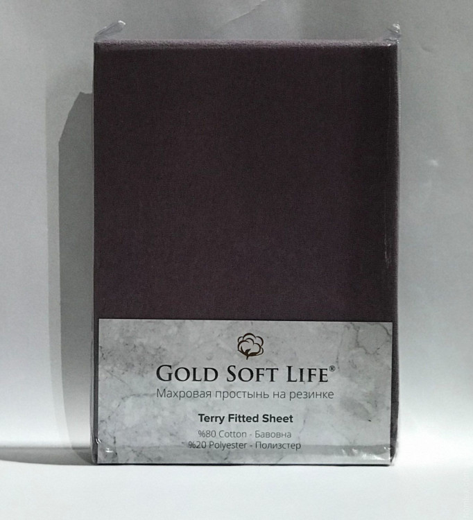 Простынь махровая на резинке Gold Soft Life Terry Fitted Sheet 160х200 см фиолетовая