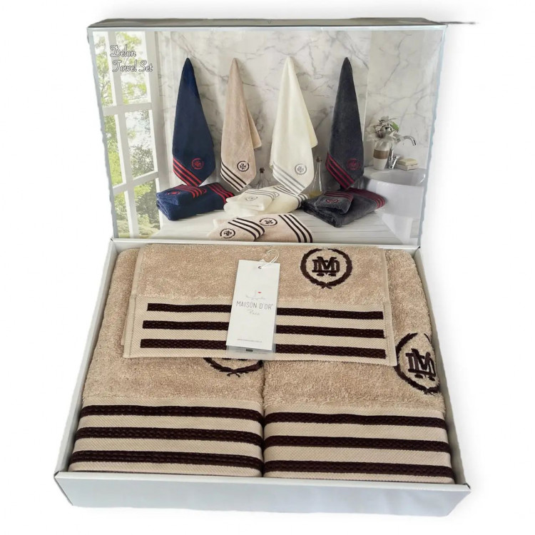 ​Набір рушників Maison D'or Delon Beige з 3-х штук 30x50 см + 50x100 см + 70x140 см