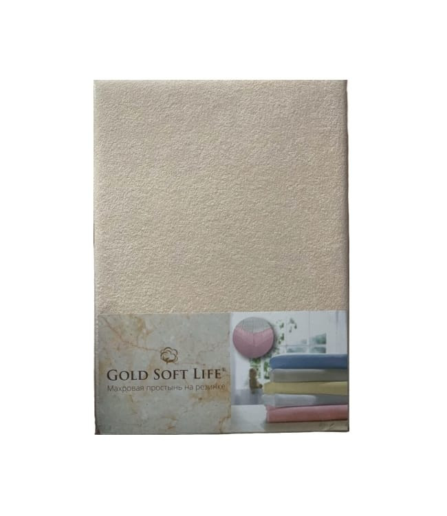 Простынь махровая на резинке Gold Soft Life Terry Fitted Sheet 180х200 см бежевая
