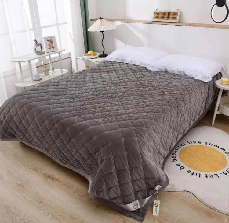 Покрывало велюровое Home Textile Ромбы 200х230 см темно-серое