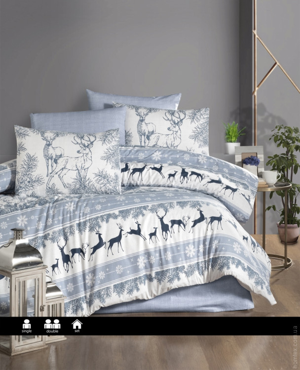 Постільна білизна First Choice Deer indigo євро Постільна білизна First Choice Deer indigo євро