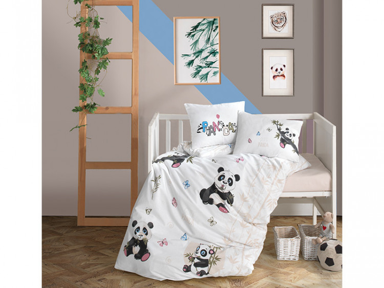 Постельное белье в детскую кроватку 100*150 Ranforce (TM Aran Clasy) Panda