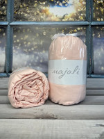 Простынь хлопковая на резинке Majoli с наволочками 180х200 см + резинка персиковая