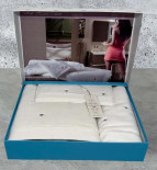Набор махровых полотенец Maison D'or Soft Hearts white - blue из 3-х штук