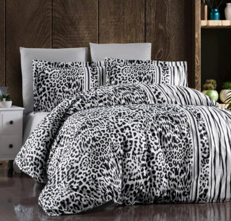 Постільна білизна First Choice Leopard Black сатин євро