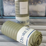 Сатинове простирадло на гумці Diore Home 180x200+30 см з наволочками оливкова