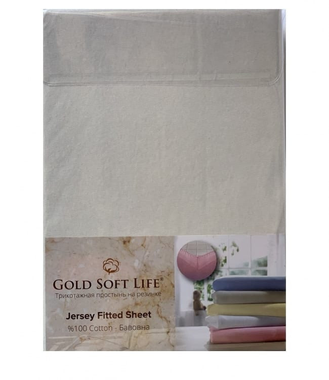 Простынь трикотажная на резинке Gold Soft Life Terry Fitted Sheet 90х200 см молочная