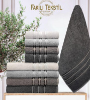 Набір махрових рушників Fakili Смуга сіра з 4 шт. 50х90 см