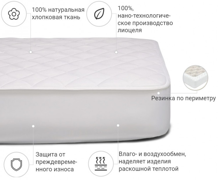 Наматрасник Mirson Natural Line Стандарт Тенсель (Modal) 90x200 см, №981 (обычный с резинкой по периметру)
