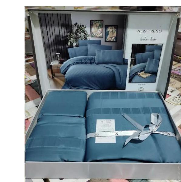 Постільна білизна First Choice New trend blue (синя) stone сатин Delux євро