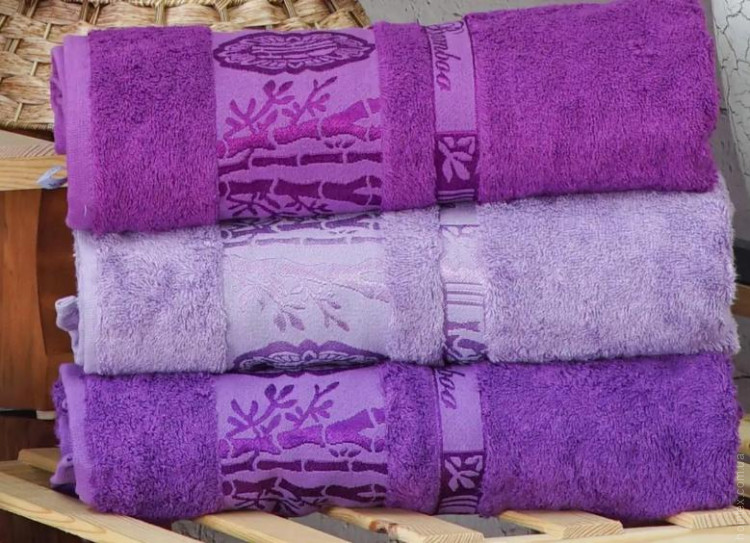 Рушники бамбукові 70x140 (3шт) 530г/м2 Zeron Aynali Agac Bamboo (лавандовий, бузковий, фіолетовий)