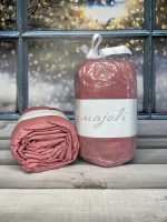 Простынь хлопковая на резинке Majoli с наволочками 180х200 см + резинка пыльная роза