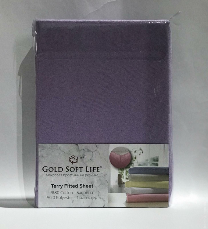 Простынь махровая на резинке Gold Soft Life Terry Fitted Sheet 180х200 см сиреневая