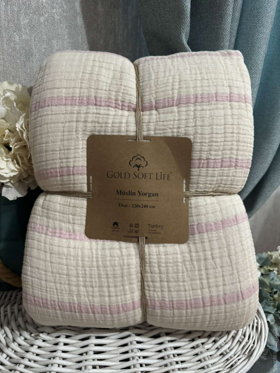 Двостороннє муслинове покривало Gold Soft Life 220x240 см, модель 2