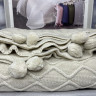 Вязаный плед - покрывало Zeyd Home с помпонами 220x240 см бежевый