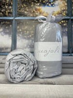 Простынь хлопковая на резинке Majoli с наволочками 180х200 см + резинка серая