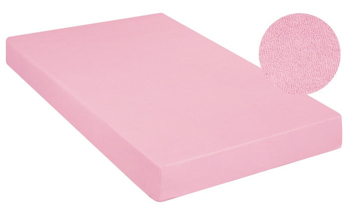 Простынь махровая Rosella Basic Light розовая 160x200+25 см