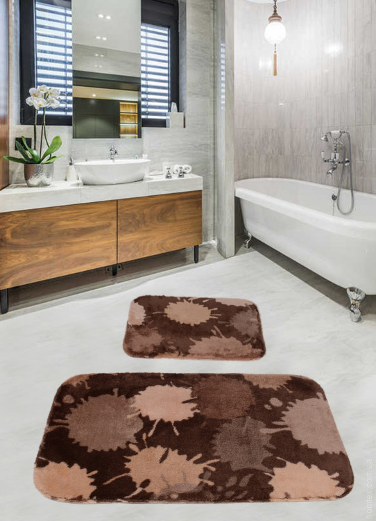 Набор ковриков для ванной комнаты Diva Damla Brown 60x100+50x60 см
