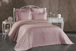 Покривало жакардове з мереживом Finezza Home Milano murdum 250x260 см з наволочками 50х70 см