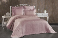 Покривало жакардове з мереживом Finezza Home Milano murdum 250x260 см з наволочками 50х70 см
